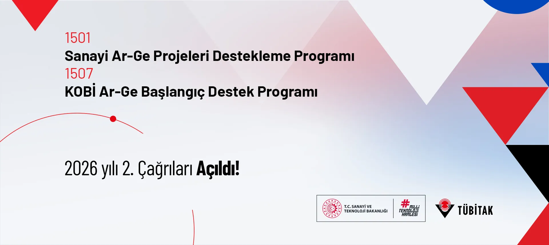 TÜBİTAK 1501 ve 1507 programları 2026 yılı ikinci çağrı görseli